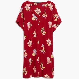 Madewell Red Floral Tropical Print Dress